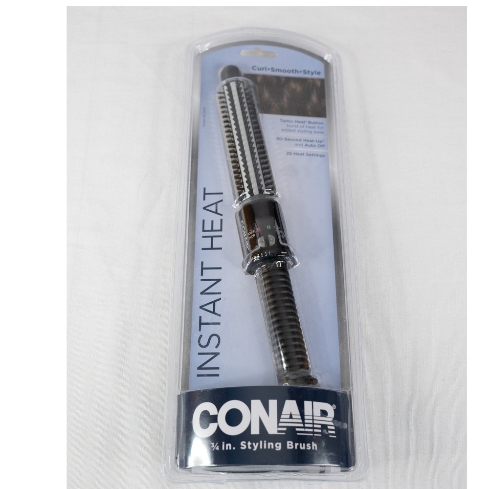 Conair Styling Brush Hair Curler 3/4" Black New Instant Heat BC84N Dual Voltage